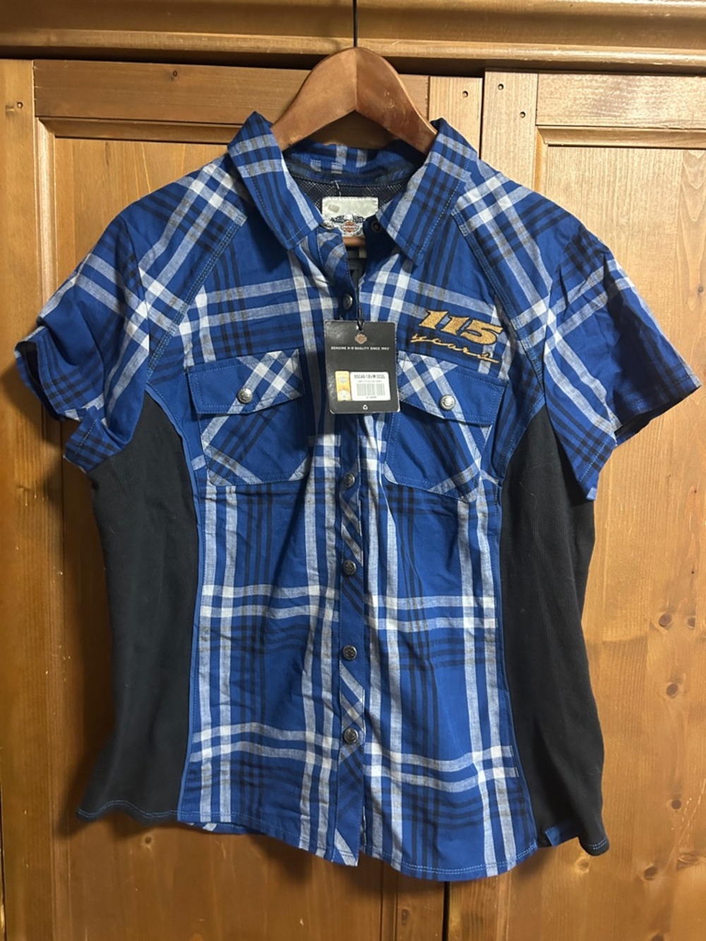 NWT Harley-Davidson motorclothes Plaid Short-Sleeve Button-Down Shirt, XL